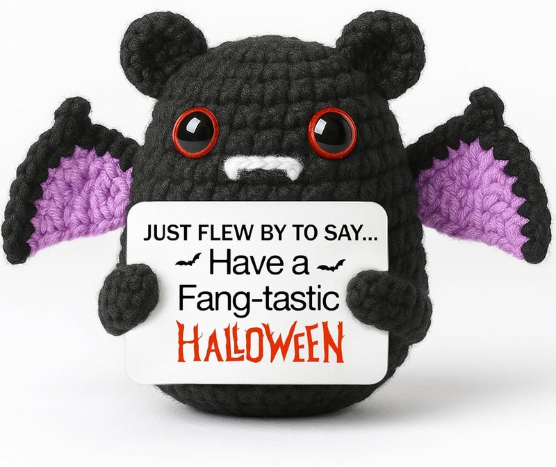 MBL Boo Basket Stuffers for Women - Halloween Bat Decoration Handmade Crochet Hanging Bats Plush Gift for Gothic Goth Spooky Vampire Witchy Home Decor Men Kids Teens Girls Stuffers - Image 1